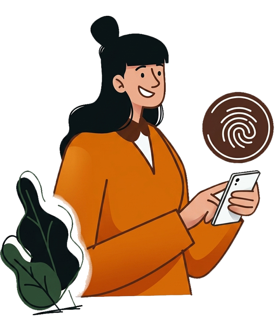 Ilustração de uma pessoa usando o acesso por biometria